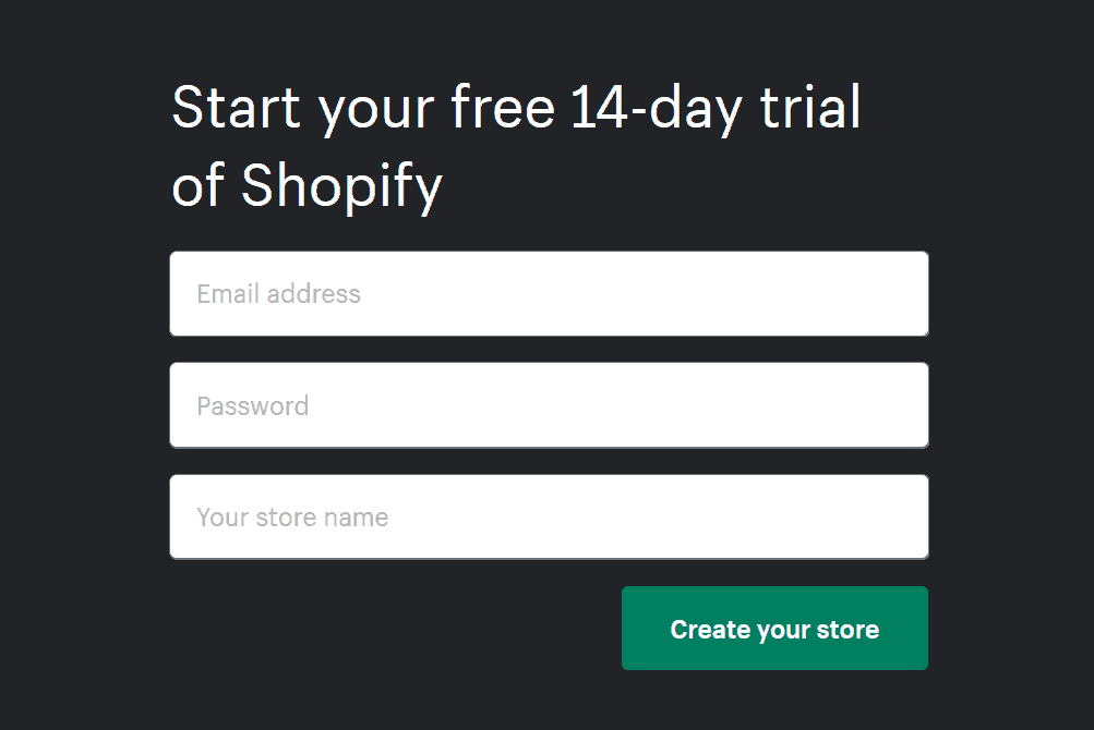 Creating account with Shopify