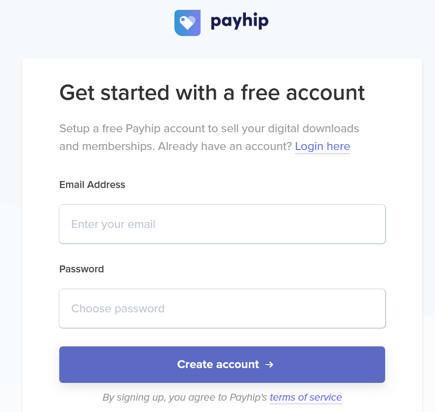 Payhip Create Account